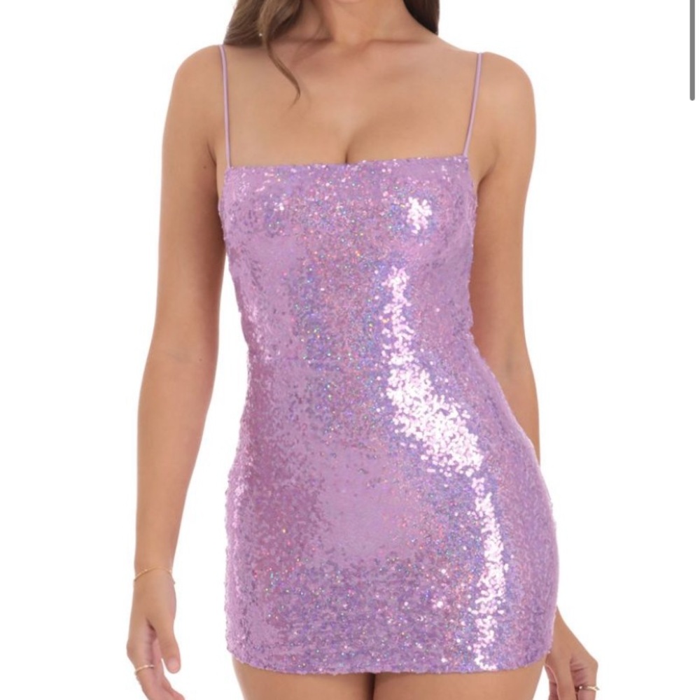 Lucy in the Sky Strappy Dress in Lavender Iridescence size XS